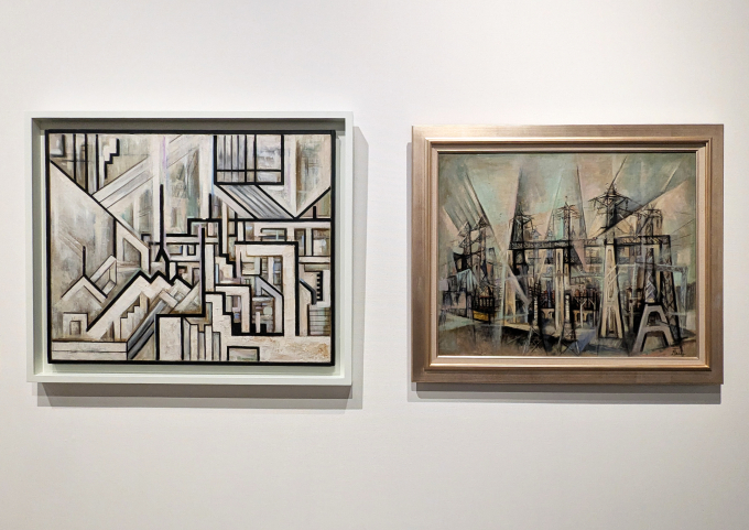 左から、多田美波 《変電所》1954 東京国立近代美術館、《変電所》1956 韮崎大村美術館