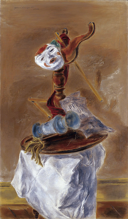 国吉康雄《逆さのテーブルとマスク》1940年（昭和15）油彩、キャンヴァス 福武コレクション蔵