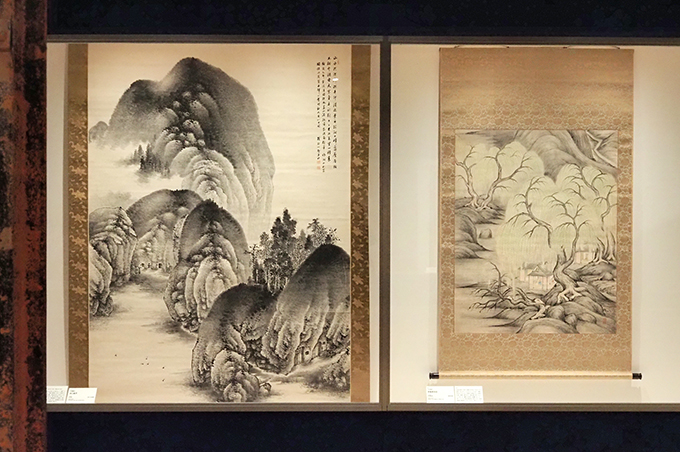 いずれも矢野橋村で《湖山幽嵒》（左）と《柳蔭書堂図》