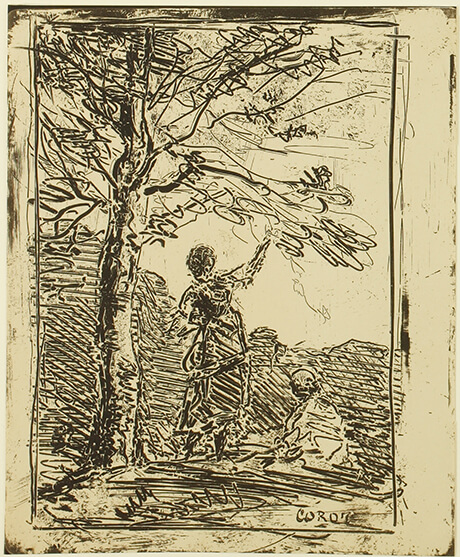 カミーユ・コロー《乙女と死》、1854年、クリシェ・ヴェール、町田市立国際版画美術館