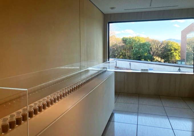 「富士見の窓」と栗田宏一《SOIL LIBRARY / YAMANASHI》2020 土、瓶
本作は2020年に同館で開催された 特別展「栗田宏一・須田悦弘展 で制作された。