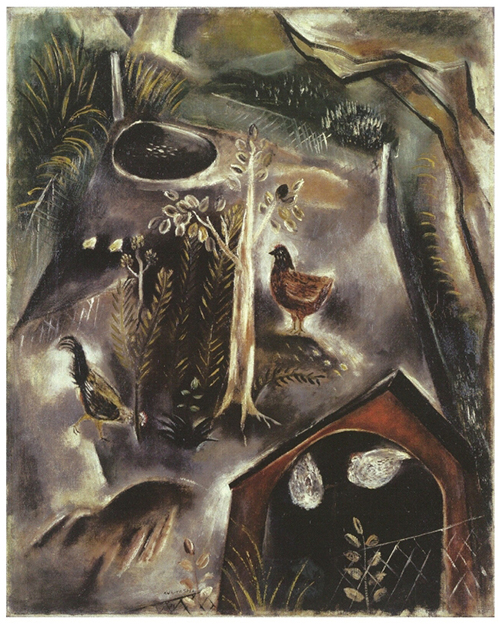 国吉康雄《鶏小屋》 1921年（大正10）油彩、キャンヴァス 福武コレクション蔵　