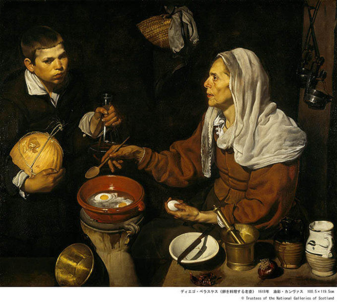 ディエゴ・ベラスケス《卵を料理する老婆》 1618年　油彩・カンヴァス　100.5×119.5cm© Trustees of the National Galleries of Scotland