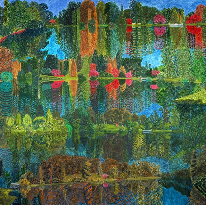 広島市現代美術館「エイドリアン・バーグ　無限の庭園」の展示風景より。《シェフィールド公園 1985-86年秋》　1985–1986年　広島市現代美術館蔵