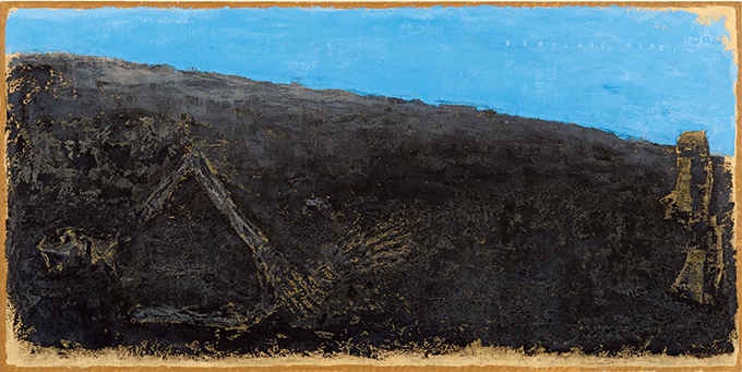 《日本海》1972年　油彩、方解末、木炭、カンヴァス　山口県立美術館蔵