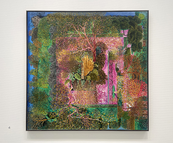 広島市現代美術館「エイドリアン・バーグ　無限の庭園」の展示風景より。《リージェンツ・パーク グロスター・ゲート、4月》1982年　個人蔵　筆者撮影