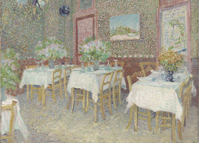 フィンセント・ファン・ゴッホ《レストランの内部》1887年夏　油彩、カンヴァス　45.5×56cm　クレラー=ミュラー美術館蔵©Kröller-Müller Museum, Otterlo, the Netherlands