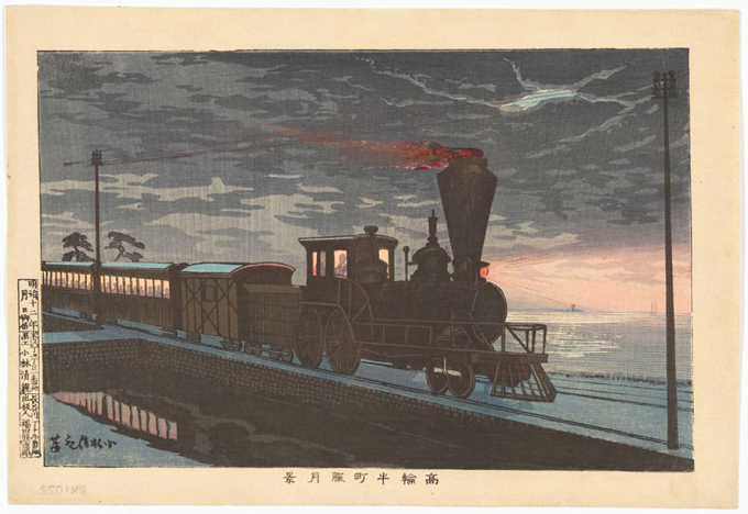 小林清親《高輪牛町朧月景》明治12（1879）年　スミソニアン国立アジア美術館National Museum of Asian Art, Smithsonian Institution, Robert O. Muller Collection