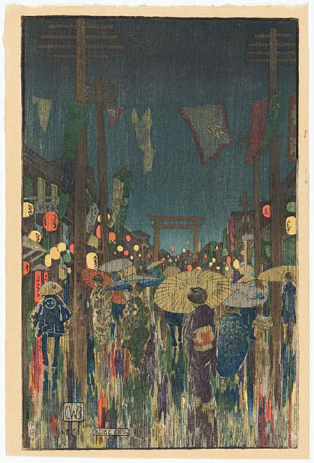 チャールズ・ウィリアム・バートレット《神戸》大正5（1916）年　スミソニアン国立アジア美術館National Museum of Asian Art, Smithsonian Institution, Robert O. Muller Collection　版元：渡邊木版美術画舗