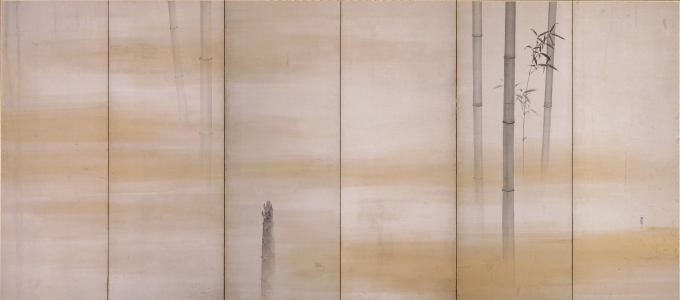 呉春《竹図屏風》（右隻）六曲一双　紙本墨画　江戸時代　相国寺蔵【展示：Ⅱ期（2026/1/11～3/8）】