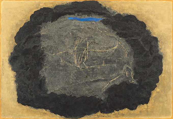 《〈私の〉地球》1968年　油彩、方解末、木炭、カンヴァス　山口県立美術館蔵