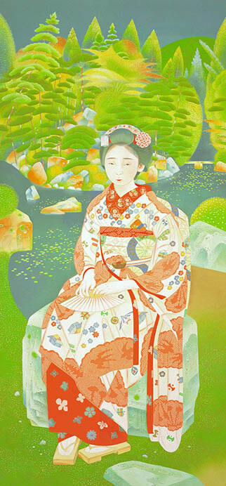 土田麦僊 《舞妓林泉》 1924年　東京国立近代美術館