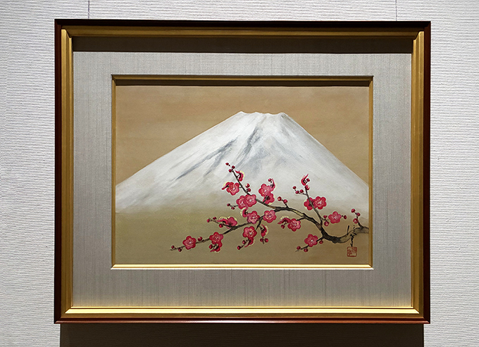 岡信孝《紅梅富士》紙本着色　1990年代