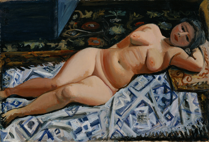 《前向きの裸女》1930年 油彩、カンヴァス 横須賀美術館