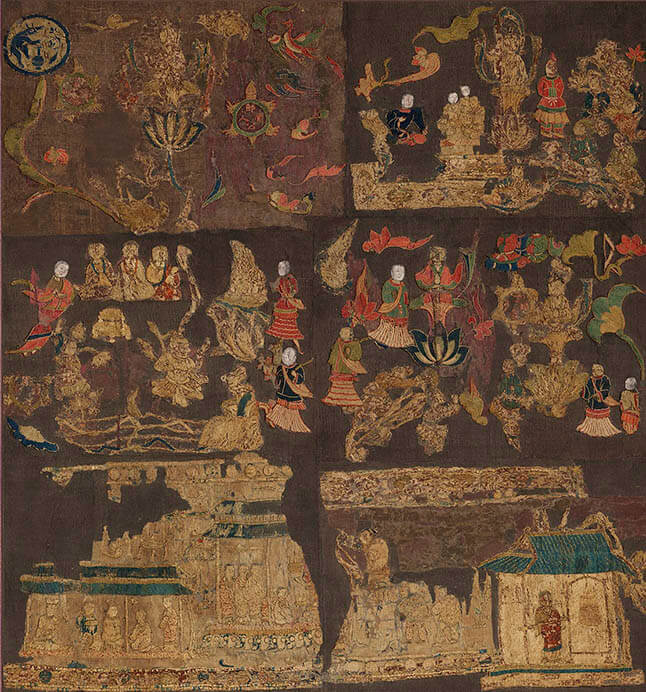 国宝　天寿国繡帳
飛鳥時代・622年頃、中宮寺蔵、東京展のみ前期展示